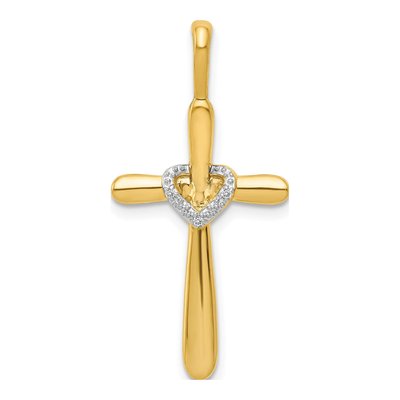 10K Yellow Gold 1/10 ct tw Diamond Cross Pendant