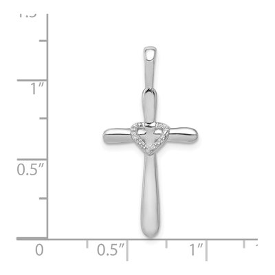 14K White Gold 1/10 ct tw Diamond Cross Heart Pendant – view 5