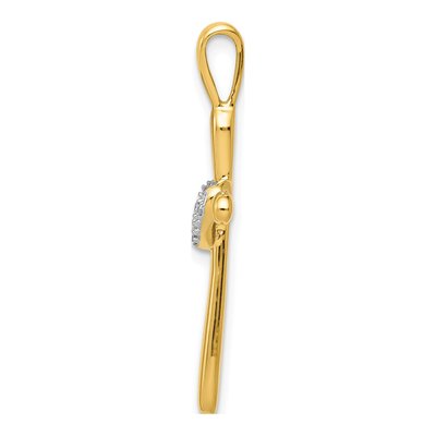 14K Yellow Gold 1/10 ct tw Diamond Cross Heart Pendant – view 3