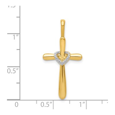14K Yellow Gold 1/10 ct tw Diamond Cross Heart Pendant – view 5