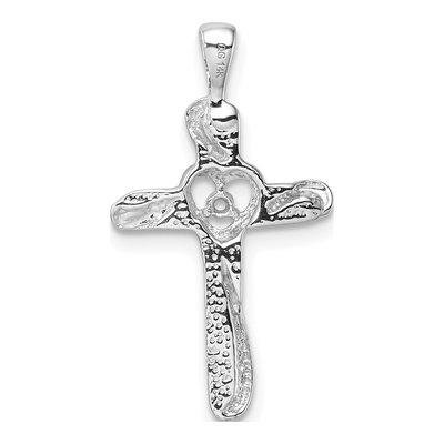 14K White Gold Heart Cross Pendant Mounting – view 4