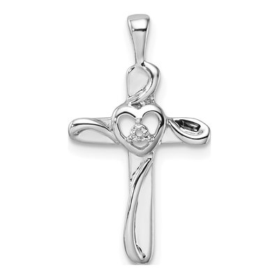 14K White Gold Heart Cross Pendant Mounting
