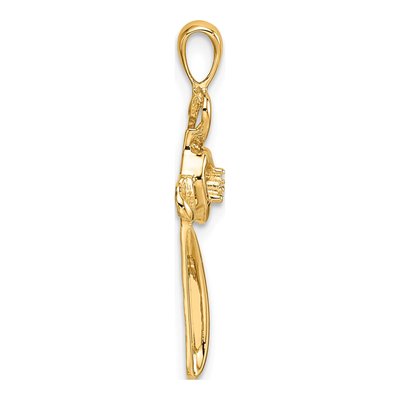 14K Yellow Gold Diamond Cross Heart Pendant Mounting – view 3
