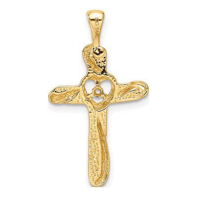 14K Yellow Gold Diamond Cross Heart Pendant Mounting – view 4