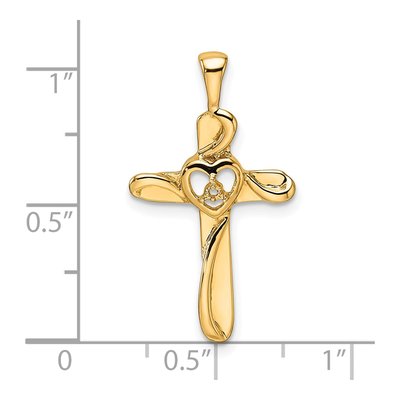 14K Yellow Gold Diamond Cross Heart Pendant Mounting – view 5