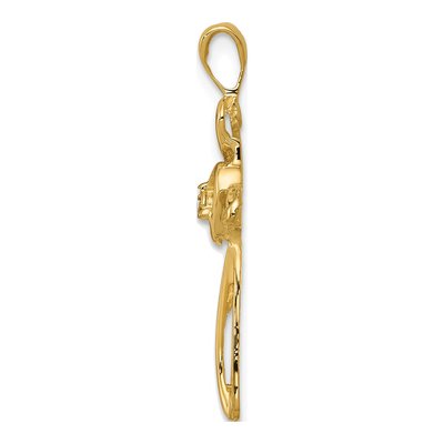 14K Yellow Gold Diamond Cross Heart Pendant – view 2