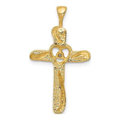 14K Yellow Gold Diamond Cross Heart Pendant – view 3
