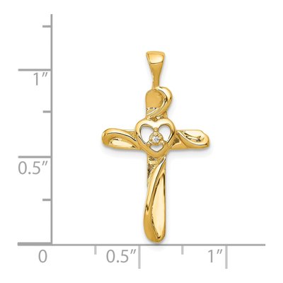 14K Yellow Gold Diamond Cross Heart Pendant – view 4