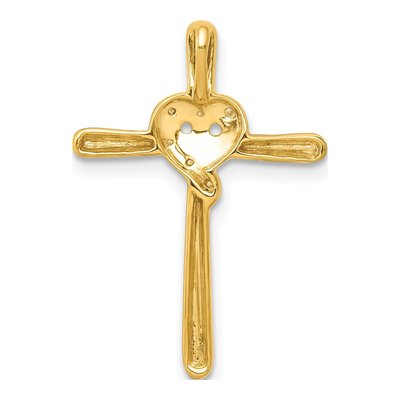 10K Yellow Gold Diamond Heart Cross Slide Pendant – view 3