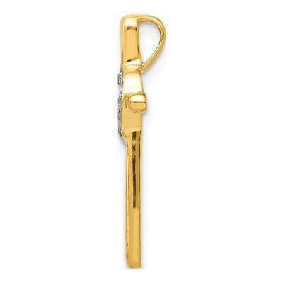 14K Yellow Gold Diamond Heart Cross Slide Pendant – view 3