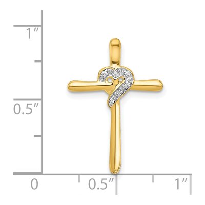 14K Yellow Gold Diamond Heart Cross Slide Pendant – view 5