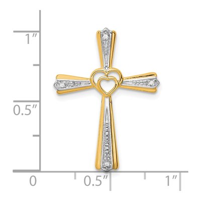 10K Yellow Gold Diamond Cross Heart Slide Pendant – view 4