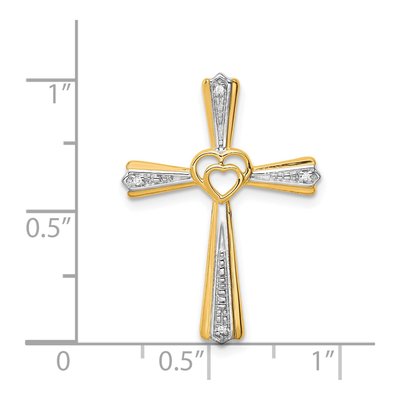 14K Yellow & White Rhodium Diamond Cross Pendant – view 4