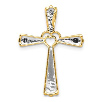 14K Yellow & White Rhodium Diamond Cross Pendant – view 5