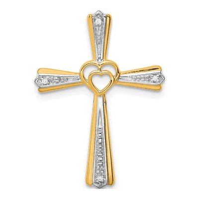 14K Yellow Gold Diamond Cross Pendant