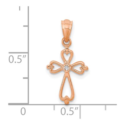 10K Rose Gold Diamond Cross Pendant – view 2