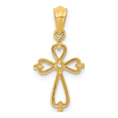 10K Yellow Gold Diamond Cross Pendant – view 3