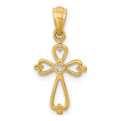 10K Yellow Gold Diamond Cross Pendant