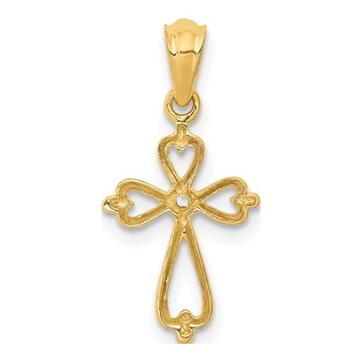14K Yellow Gold Diamond Cross Pendant – view 4