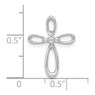 10K White Gold 1/20 ct tw Diamond Cross Slide Pendant – view 4