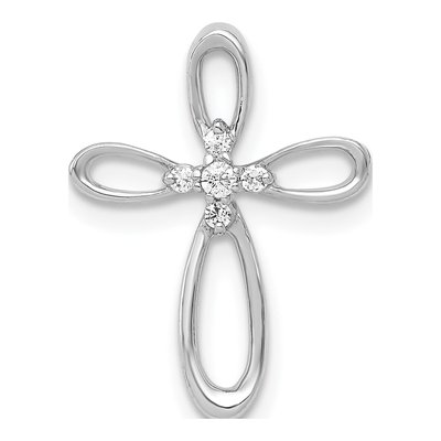 10K White Gold 1/20 ct tw Diamond Cross Slide Pendant