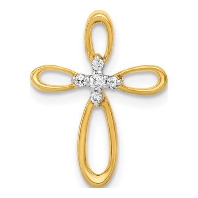 10K Yellow Gold 1/20 ct tw Diamond Cross Slide Pendant