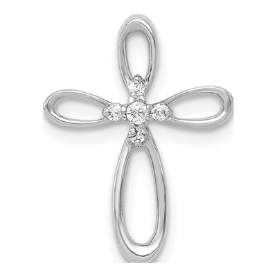 14K White Gold 1/20 ct tw Diamond Cross Slide Pendant