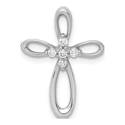 14K White Gold 1/10 ct tw Diamond Cross Slide Pendant