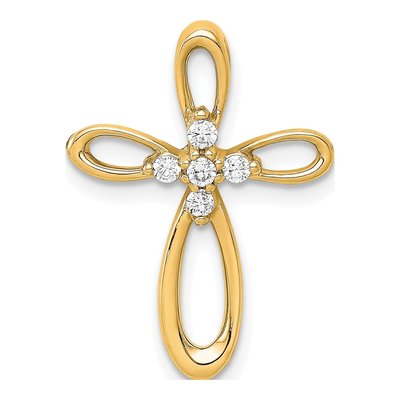 14K Yellow Gold 1/10 ct tw Diamond Cross Slide Pendant