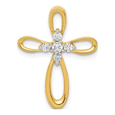 14K Yellow Gold 1/5 ct tw Diamond Cross Slide Pendant