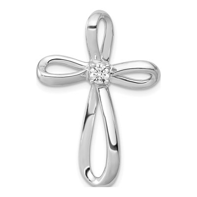 10K White Gold 1/6 ct tw Diamond Cross Slide Pendant