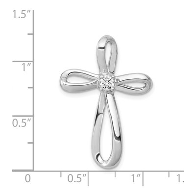 14K White Gold 1/6 ct tw Diamond Cross Omega Slide Pendant – view 5