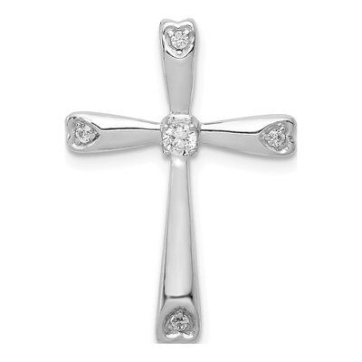 14K White Gold 1/10 ct tw Diamond Cross Slide Pendant