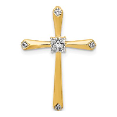 14K Yellow Gold 1/20 ct tw Diamond Cross Slide Pendant