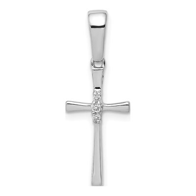 10K White Gold Diamond Cross Pendant