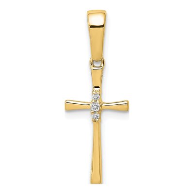 10K Yellow Gold Diamond Cross Pendant