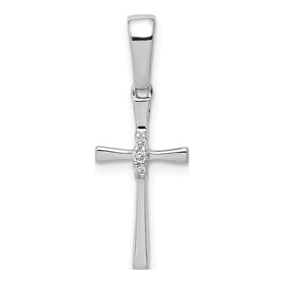 14K White Gold Diamond Cross Pendant