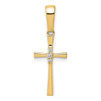 14K Yellow Gold Diamond Cross Pendant