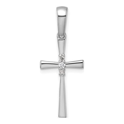 14K White Gold 1/20 ct tw Diamond Cross Pendant