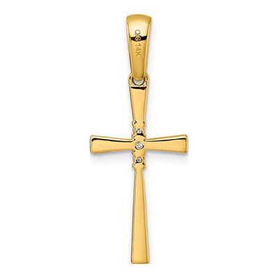 14K Yellow Gold 1/20 ct tw Diamond Cross Pendant – view 3