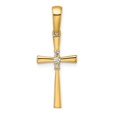 14K Yellow Gold 1/20 ct tw Diamond Cross Pendant