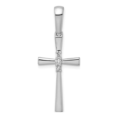 14K White Gold 1/15 ct tw Diamond Cross Pendant