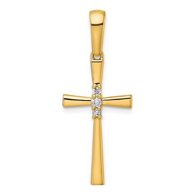 14K Yellow Gold 1/15 ct tw Diamond Cross Pendant