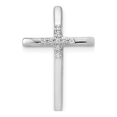 14K White Gold Diamond Cross Slide Pendant