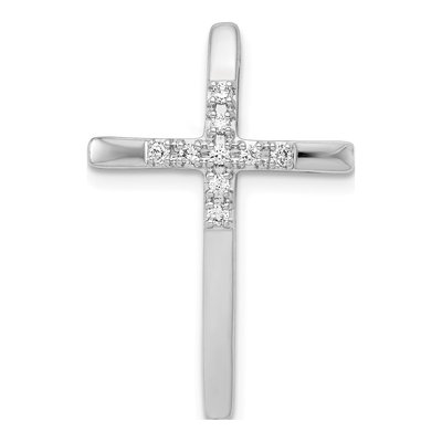 14K White Gold 1/10 ct tw Diamond Cross Slide Pendant