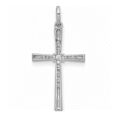 10K White Gold 1/10 ct tw Diamond Cross Pendant – view 4