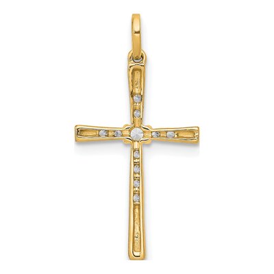 10K Yellow Gold 1/10 ct tw Diamond Cross Pendant – view 3