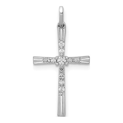 14K White Gold 1/10 ct tw Diamond Cross Pendant