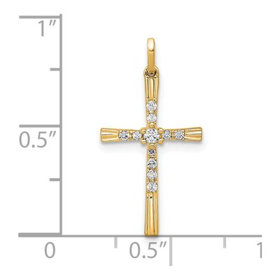 14K Yellow Gold 1/10 ct tw Diamond Cross Pendant – view 3
