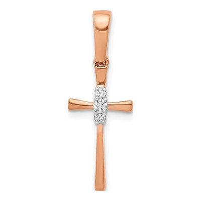 14K Rose Gold Diamond Cross Pendant
